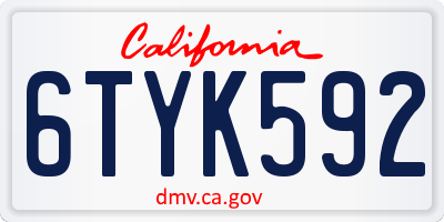 CA license plate 6TYK592