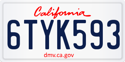 CA license plate 6TYK593