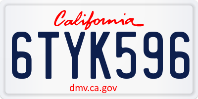 CA license plate 6TYK596