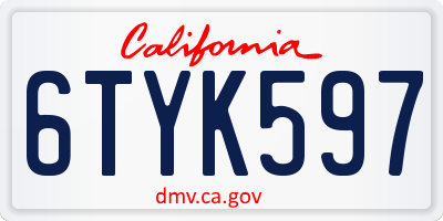 CA license plate 6TYK597