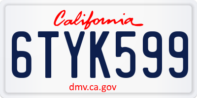 CA license plate 6TYK599