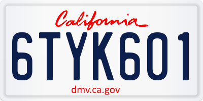 CA license plate 6TYK601