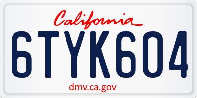 CA license plate 6TYK604