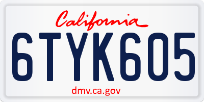 CA license plate 6TYK605