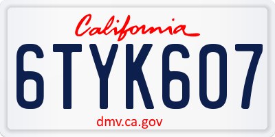 CA license plate 6TYK607