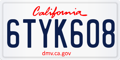 CA license plate 6TYK608