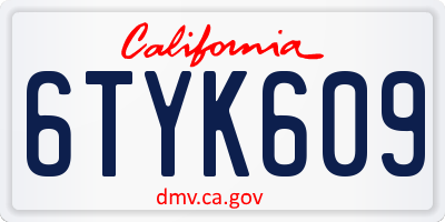 CA license plate 6TYK609