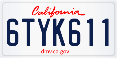 CA license plate 6TYK611