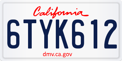 CA license plate 6TYK612