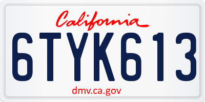 CA license plate 6TYK613
