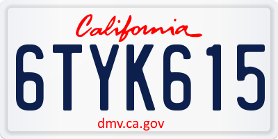 CA license plate 6TYK615