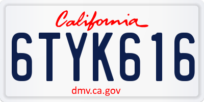 CA license plate 6TYK616