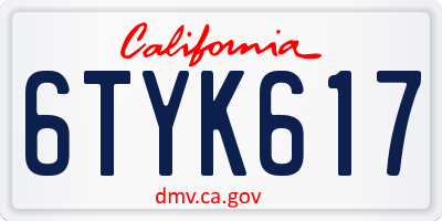 CA license plate 6TYK617