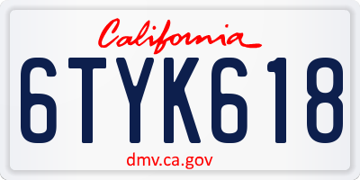 CA license plate 6TYK618