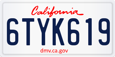 CA license plate 6TYK619