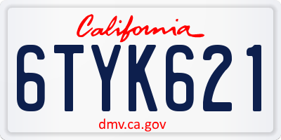 CA license plate 6TYK621