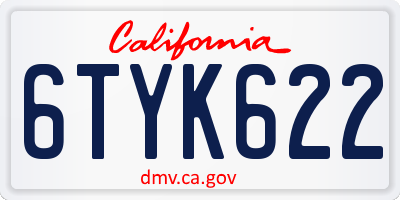 CA license plate 6TYK622
