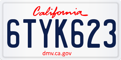 CA license plate 6TYK623