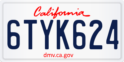 CA license plate 6TYK624