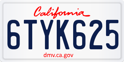 CA license plate 6TYK625