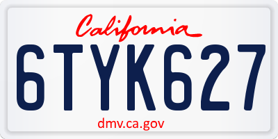 CA license plate 6TYK627