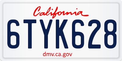 CA license plate 6TYK628