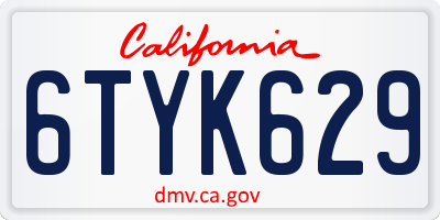 CA license plate 6TYK629