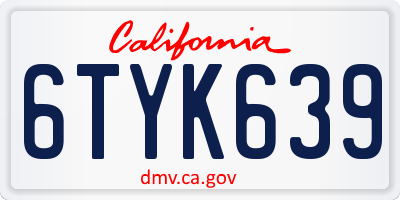 CA license plate 6TYK639