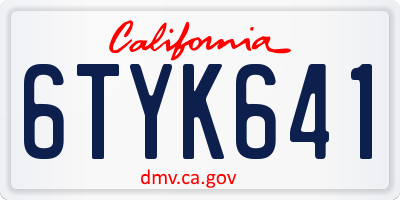 CA license plate 6TYK641