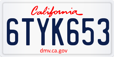 CA license plate 6TYK653