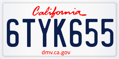 CA license plate 6TYK655