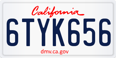 CA license plate 6TYK656