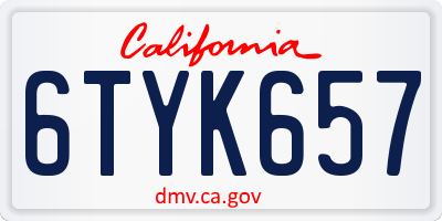 CA license plate 6TYK657