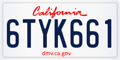 CA license plate 6TYK661