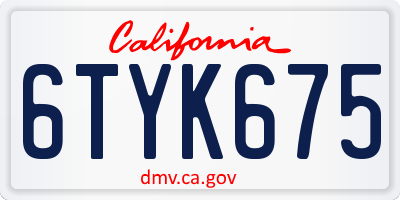 CA license plate 6TYK675