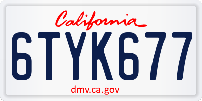 CA license plate 6TYK677