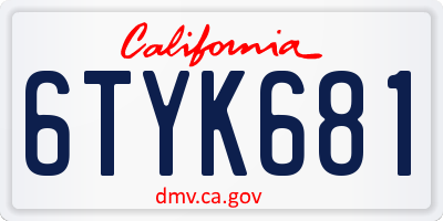 CA license plate 6TYK681