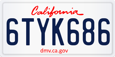 CA license plate 6TYK686