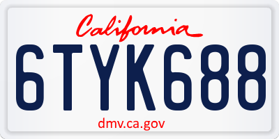 CA license plate 6TYK688