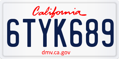 CA license plate 6TYK689