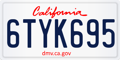 CA license plate 6TYK695