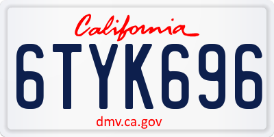 CA license plate 6TYK696