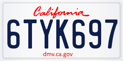 CA license plate 6TYK697