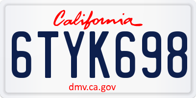 CA license plate 6TYK698