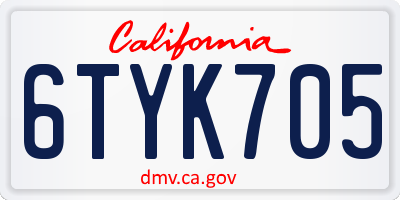 CA license plate 6TYK705