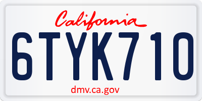 CA license plate 6TYK710