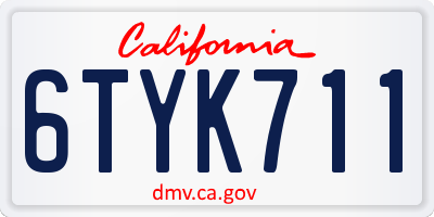 CA license plate 6TYK711