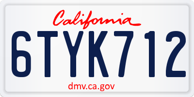 CA license plate 6TYK712