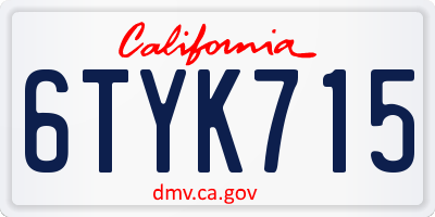 CA license plate 6TYK715