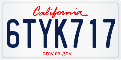 CA license plate 6TYK717